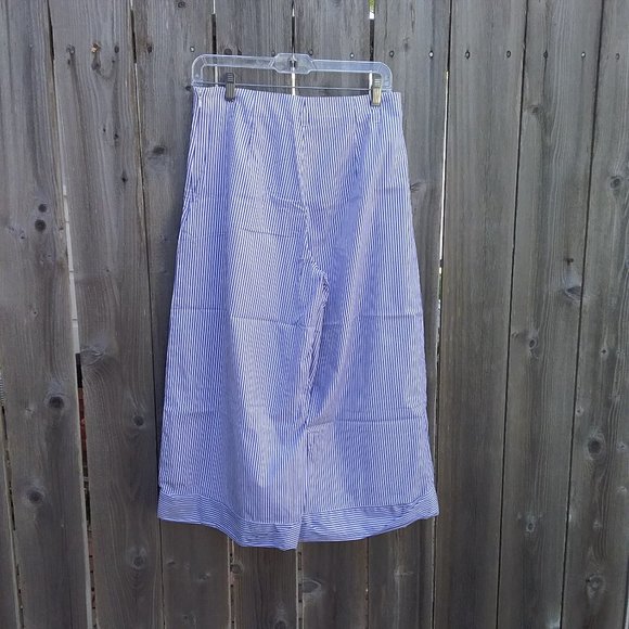 J. Crew Womens Cropped Pants Size 6 Blue White Preppy Striped Side Zipper Cuff - Picture 8 of 9